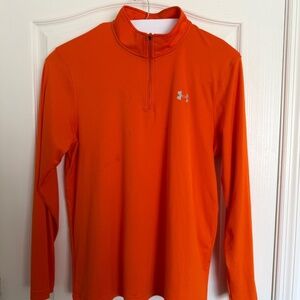 Orange Under Armour 1/4 Zip Shirt Sz Lg Loose Fit